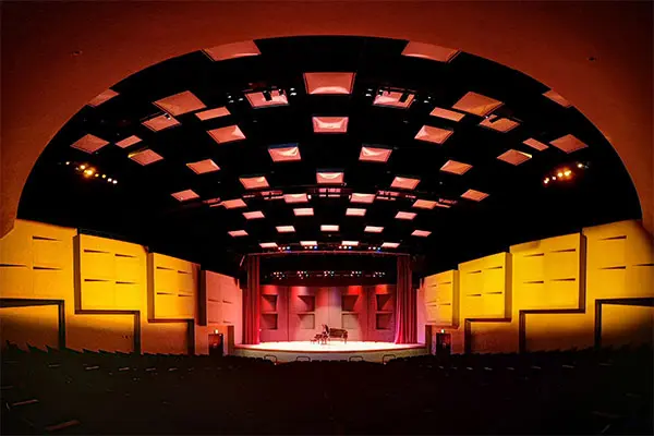 Austin Auditorium with red to yellow lighting